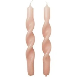 Broste Copenhagen Twist Kerze 23 Cm 2-er Set, Apricot Cream