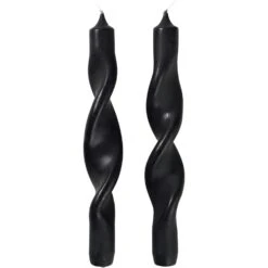 Broste Copenhagen Twist Kerze 23 Cm 2-er Set, Simply Black
