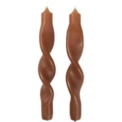 Broste Copenhagen Twist Kerze 23 Cm 2-er Set, Terracotta