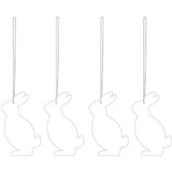 Hare Osterdeko Edelstahl 4-er Set, Weiß