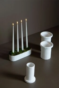 DBKD Stripe Topf Shiny White 22 Cm / Large -Heimdekoration Rabatt dbkd stripe topf shiny white 2