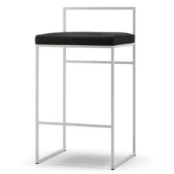 Barhocker Mit Rückenlehne 80 Cm, Weiß / Schwarz Samt