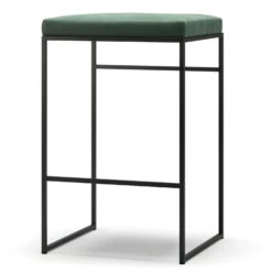 Barhocker Ohne Rückenlehne 67 Cm, Schwarz / Grün Samt