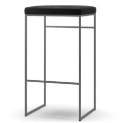 Barhocker Ohne Rückenlehne 77 Cm, Grau / Schwarz Samt