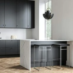 Barhocker Ohne Rückenlehne 77 Cm, Grau / Schwarz Samt -Heimdekoration Rabatt department barhocker ohne ruckenlehne schwarz 117