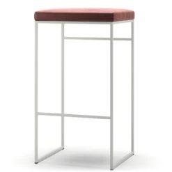 Barhocker Ohne Rückenlehne 77 Cm, Weiß / Rost Samt