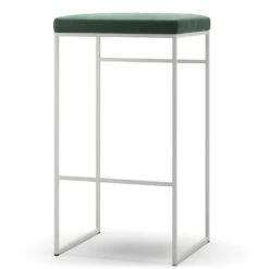 Barhocker Ohne Rückenlehne 77 Cm, Weiß / Grün Samt