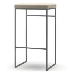 Barhocker Ohne Rückenlehne 77 Cm, Grau / Beige Samt