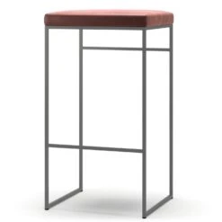 Barhocker Ohne Rückenlehne 77 Cm, Grau / Rost Samt