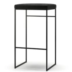 Barhocker Ohne Rückenlehne 77 Cm, Schwarz / Schwarz Samt