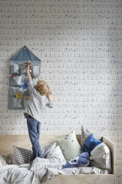 Native Tapete, Schwarz/Weiss -Heimdekoration Rabatt ferm living kids native tapete schwarz weiss 3