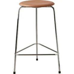 Fritz Hansen High Dot Barhocker, Walnussfarben / Chrom
