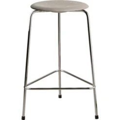 Fritz Hansen High Dot Barhocker, Lavagrau / Chrom