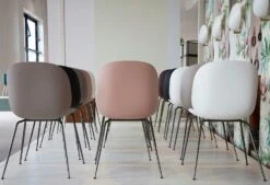 Gubi Beetle Dining Chair Unupholstered, Conic Base Black Chromed, Amber Brown -Heimdekoration Rabatt gubi beetle stuhl schwarz chrom grun 4 2