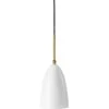 Gubi Gräshoppa Hängelampe, Glossy Alabaster White -Heimdekoration Rabatt gubi grashoppa pendant brass shade alabstr wt gloss 0