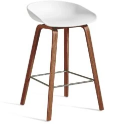 Hay AAS 32 Barhocker Niedrig, Mit Lack Auf Wasserbasis Lackiert Walnussholz / Weiß