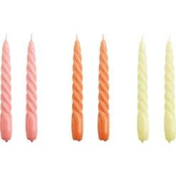 Hay Twist Candles Kerzen 6-er Set, Dark Rose / Dark Peach / Citrus
