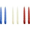 Hay Twist Candles Kerzen 6-er Set, Purple Blue / Off-White / Burgundy -Heimdekoration Rabatt hay candle twist set 6 purple blue off wht burgundy 0