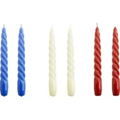 Hay Twist Candles Kerzen 6-er Set, Purple Blue / Off-White / Burgundy