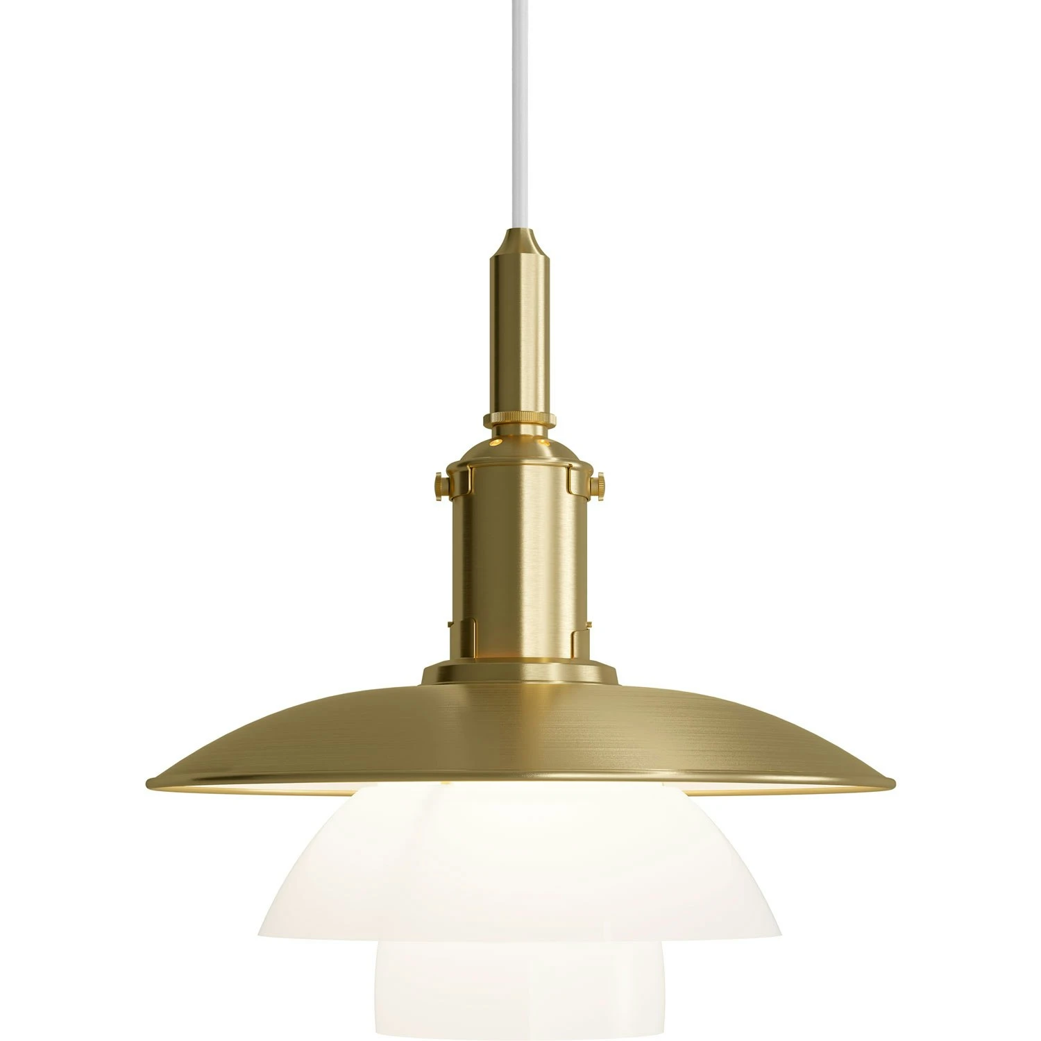 Louis Poulsen PH 3/3 Hängelampe, Messing / Opalglas 3 Louis Poulsen PH 3/3 Hängelampe, Messing / Opalglas