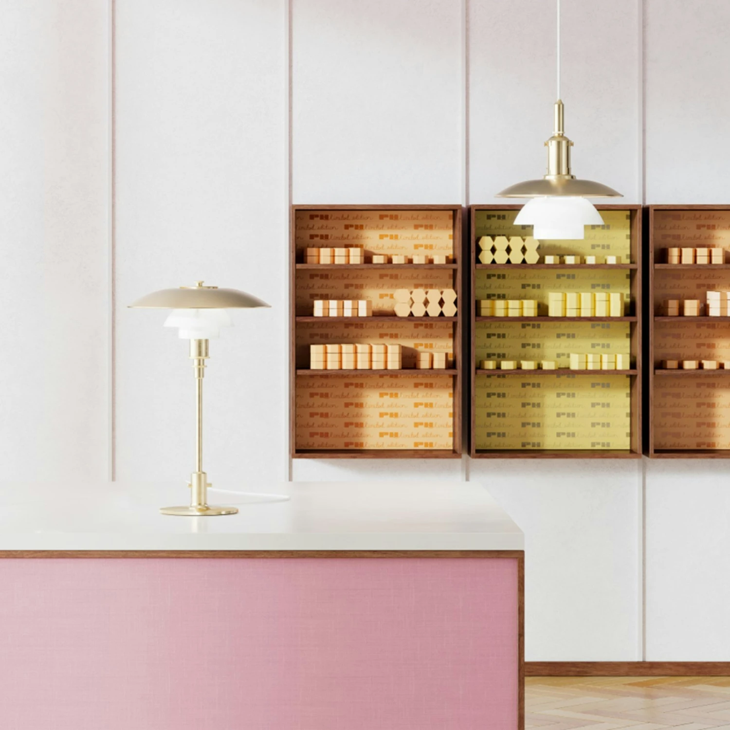 Louis Poulsen PH 3/3 Hängelampe, Messing / Opalglas 5 Louis Poulsen PH 3/3 Hängelampe, Messing / Opalglas – Bild 3