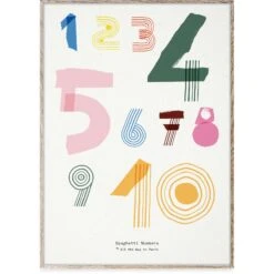 Spaghetti Numbers Poster, 50x70 Cm
