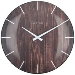 NeXtime Edge Wood Dome Wanduhr 35 Cm, Dunkelbraun
