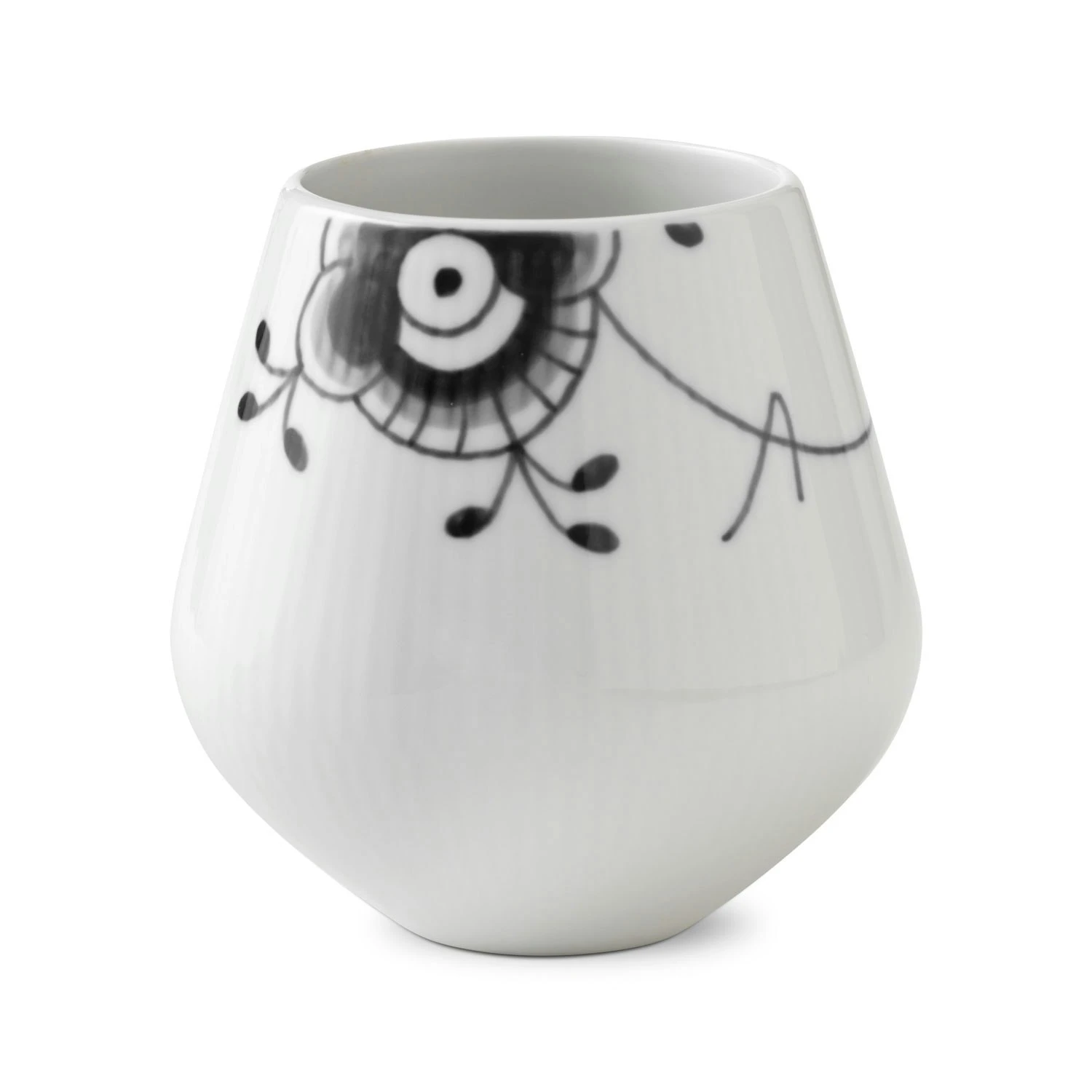 Royal Copenhagen Black Fluted Mega Vase, 12 Cm 3 Royal Copenhagen Black Fluted Mega Vase, 12 Cm