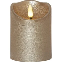 Star Trading Flamme Rustic LED Stumpenkerze Gold, 10 Cm