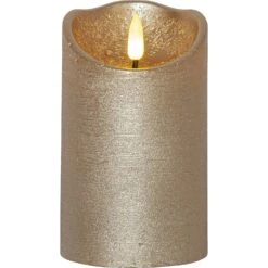 Star Trading Flamme Rustic LED Stumpenkerze Gold, 12 Cm