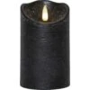Star Trading Flamme Rustic LED Stumpenkerze Schwarz, 12 Cm