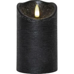 Star Trading Flamme Rustic LED Stumpenkerze Schwarz, 12 Cm