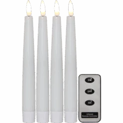 Star Trading Flamme Slim Spitzkerze 4-er Set, Weiß