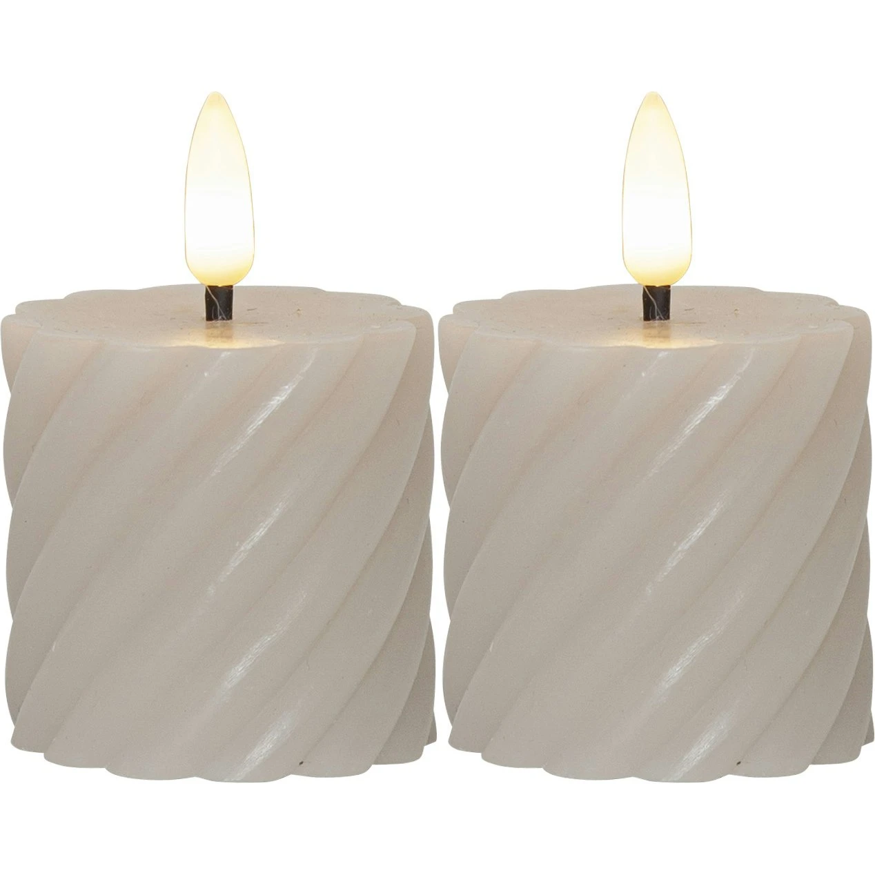 Star Trading Flamme Swirl LED Stumpenkerze 7,5 Cm 2-er Set, Beige 3 Star Trading Flamme Swirl LED Stumpenkerze 7,5 Cm 2-er Set, Beige