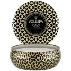 Voluspa Maison-3-Docht-Tin-Duftkerze, Suede Noir